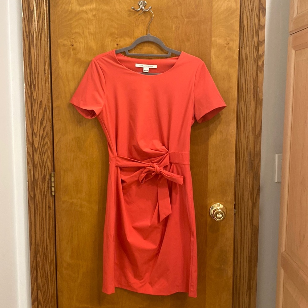 Diane Von Furstenberg Dress - Size 6 Lipstick Pink with bow